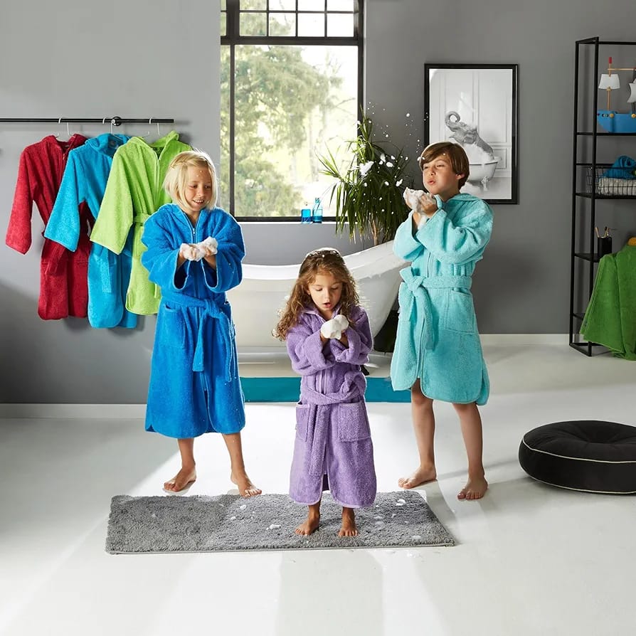 Premium Quality Embroidered Cotton Toweling Terry Soft & Warm Bathrobe For Kids INVOICE PAY