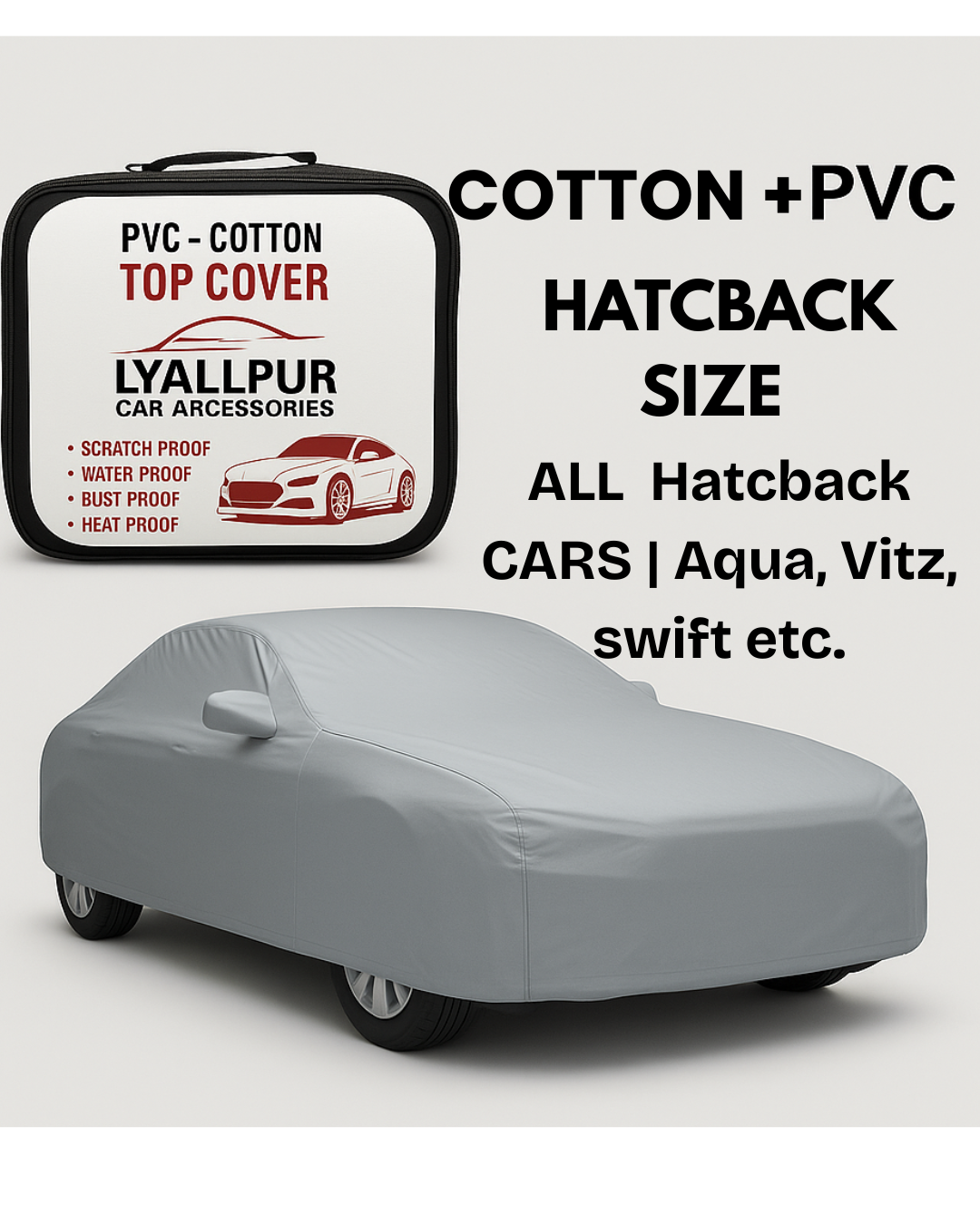 Car Top Cover PVC + Cotton | Premium Quality | ALL HatchBack CARS INVOICE PAY