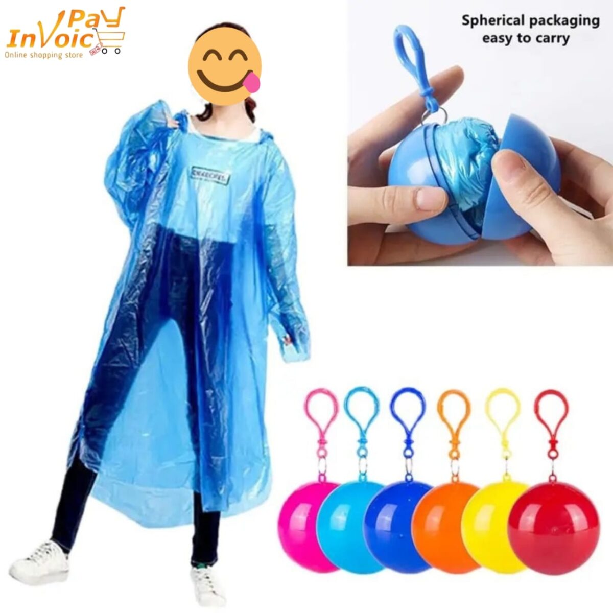 Waterproof Round Ball Emergency Portable Disposable Raincoat. INVOICE PAY