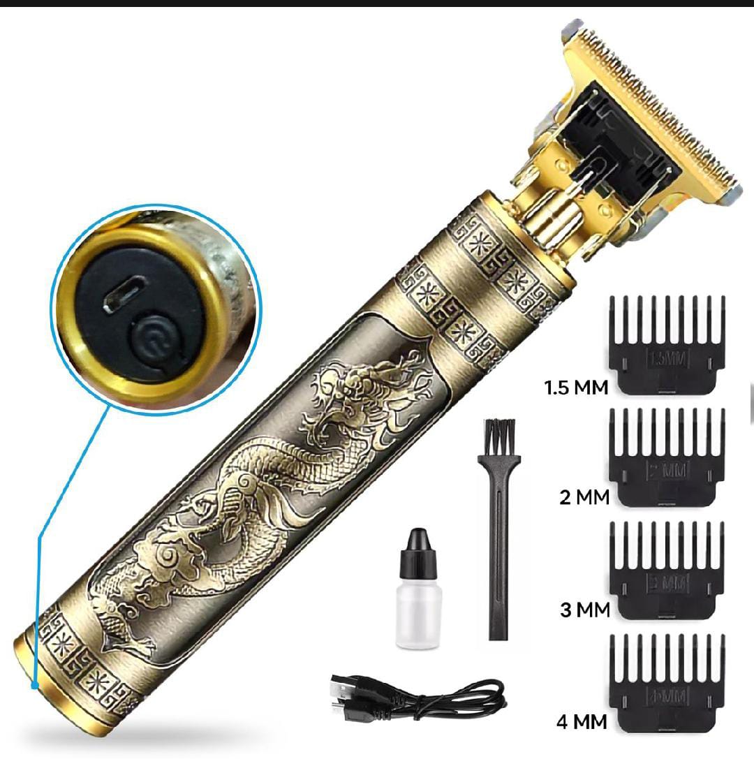 Vintage T9 Trimmer Professional Dragon Style Metal Rechargeable Electric Hair Clipper – Precision Cutting Machine INVOICE PAY
