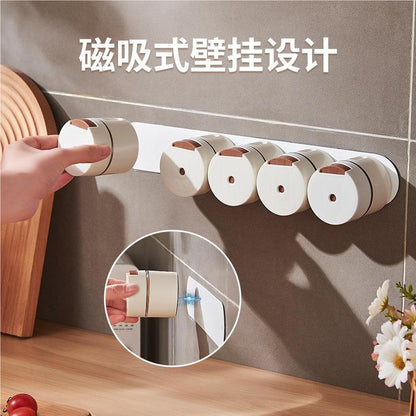 6 Pack Magnetic Spice Jar Wall Mounted Spice Containers Seasoning Box, Quantitative Control Spice Bottle Tins Set with Lids for Kitchen Refrigerator Camping BBQ.