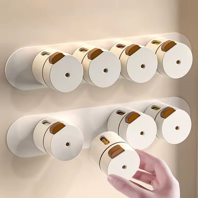 6 Pack Magnetic Spice Jar Wall Mounted Spice Containers Seasoning Box, Quantitative Control Spice Bottle Tins Set with Lids for Kitchen Refrigerator Camping BBQ.