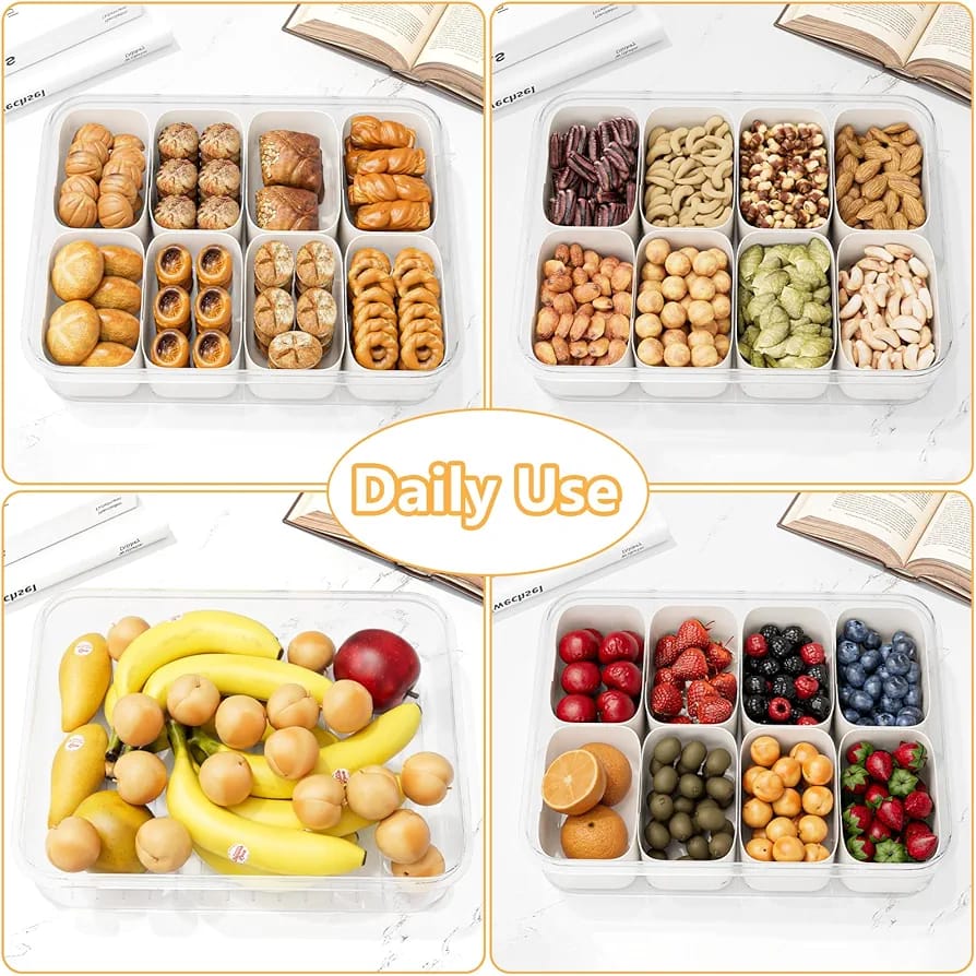 Detachable Dividers Portable Snack & Dry Fruit box.