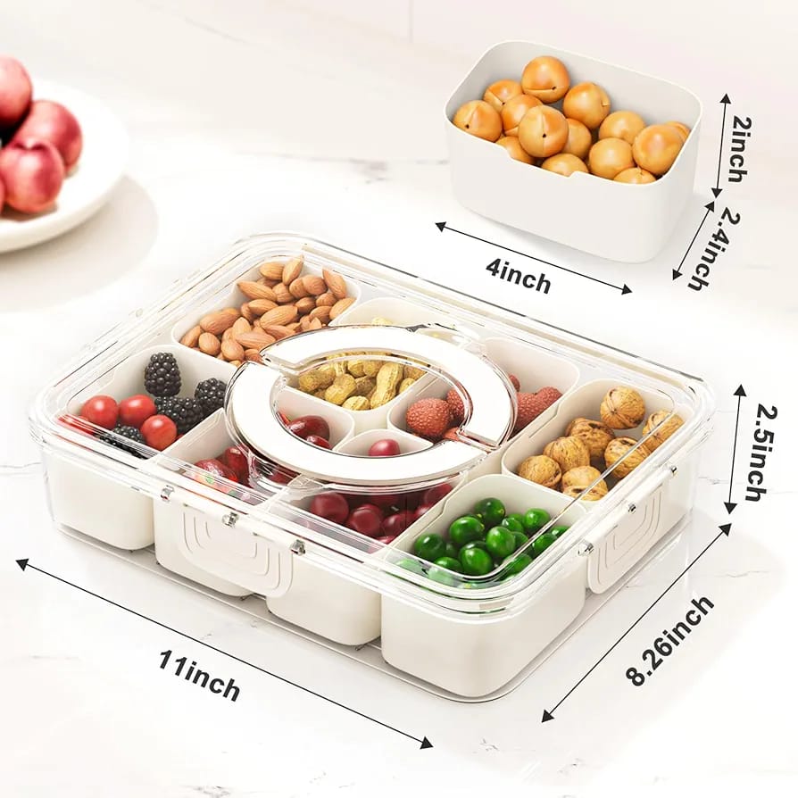 Detachable Dividers Portable Snack & Dry Fruit box.