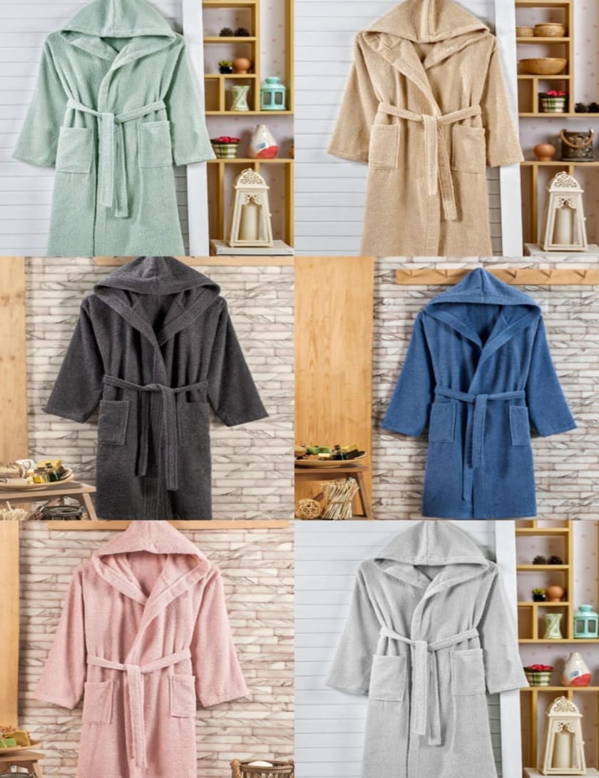 Terry Cotton Toweling Hooded Bathrobe