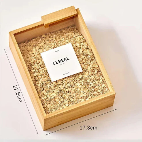 Bamboo Wooden Grain lid Storage Glass Container