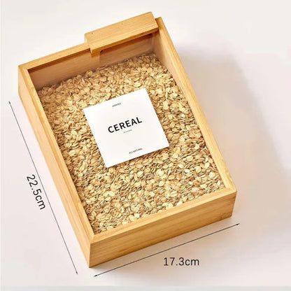 Bamboo Wooden Grain lid Storage Glass Container
