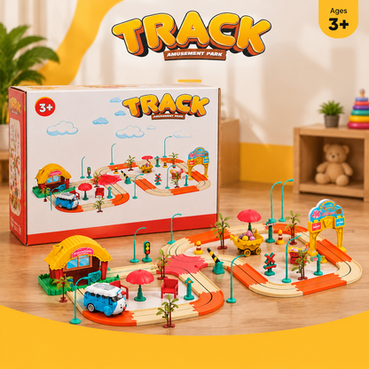 Kids Racing Track Toy Set | DIY Car Track Building Kit with Vehicles & Accessories