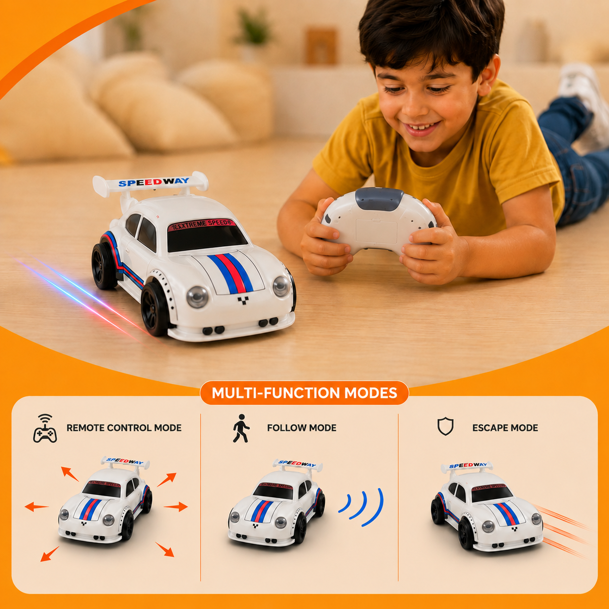 Smart RC Car for Kids – Rechargeable 2.4GHz Remote
