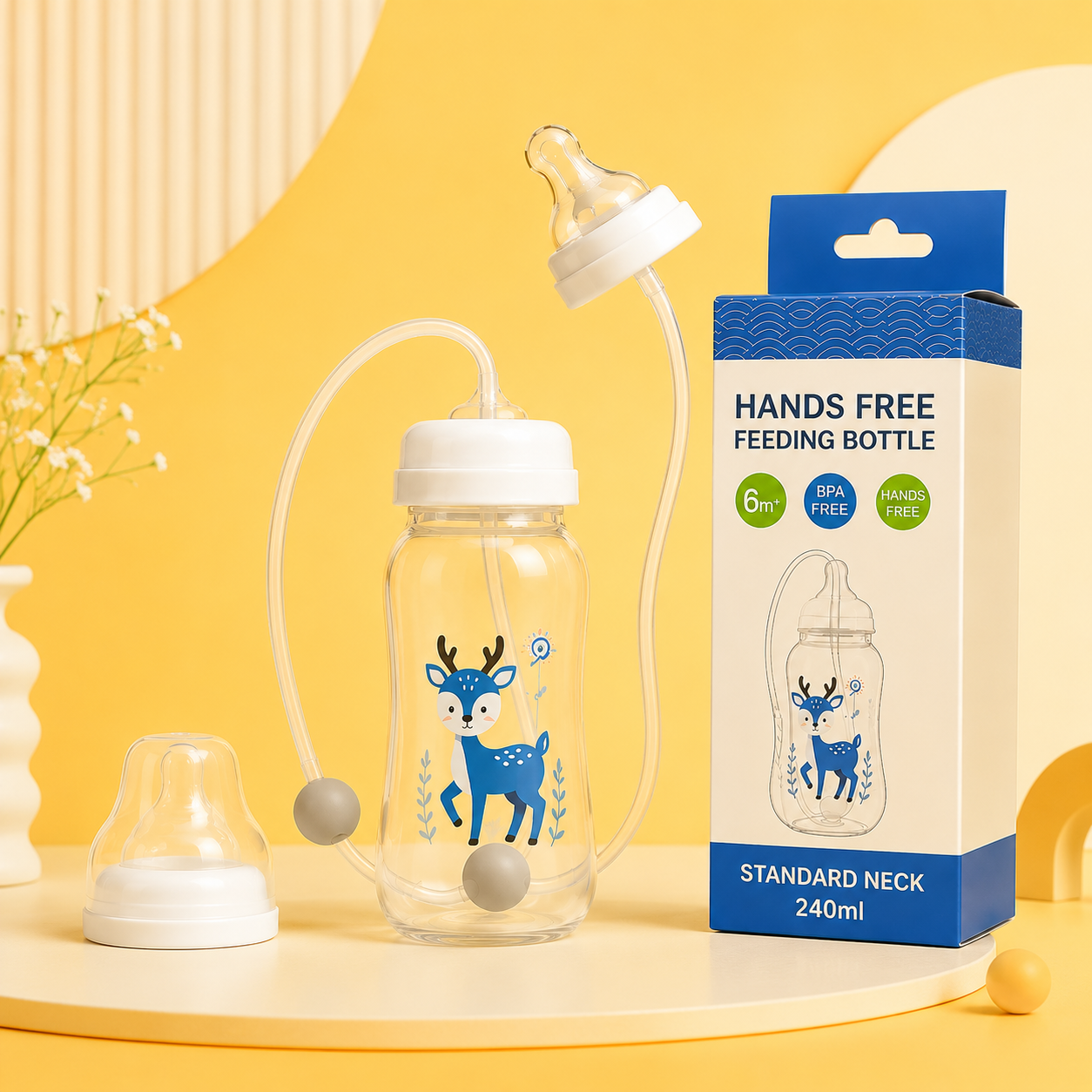 Hands-Free Baby Feeding Bottle