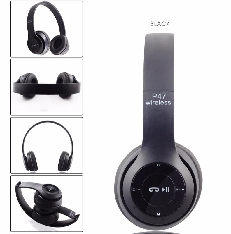P47 Wireless Bluetooth Headphones – Black INVOICE PAY