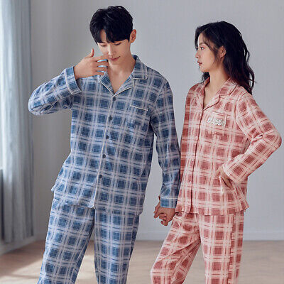 100% Cotton Pajama Top and Pant Set Lightweight Casual Sleepwear Night Suit