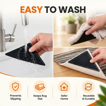 Anti-Slip Carpet Grippers – Reusable & Waterproof Rug Pads (8 Pcs)