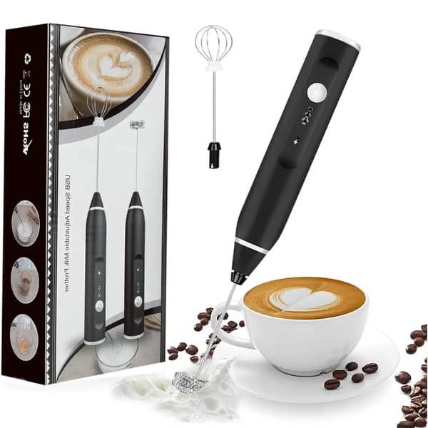 Coffee Mixer Rechargeable Milk Shaker Maker Frother – USB Charging, 3-Speed Adjustable Blender, Egg Beater, Handheld Coffee Beater INVOICE PAY