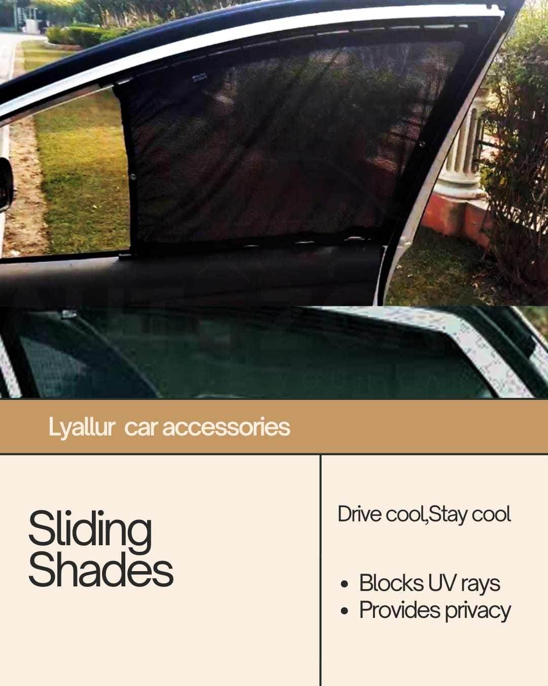 Premium Sliding Shades for Car - Privacy & Sun Protection