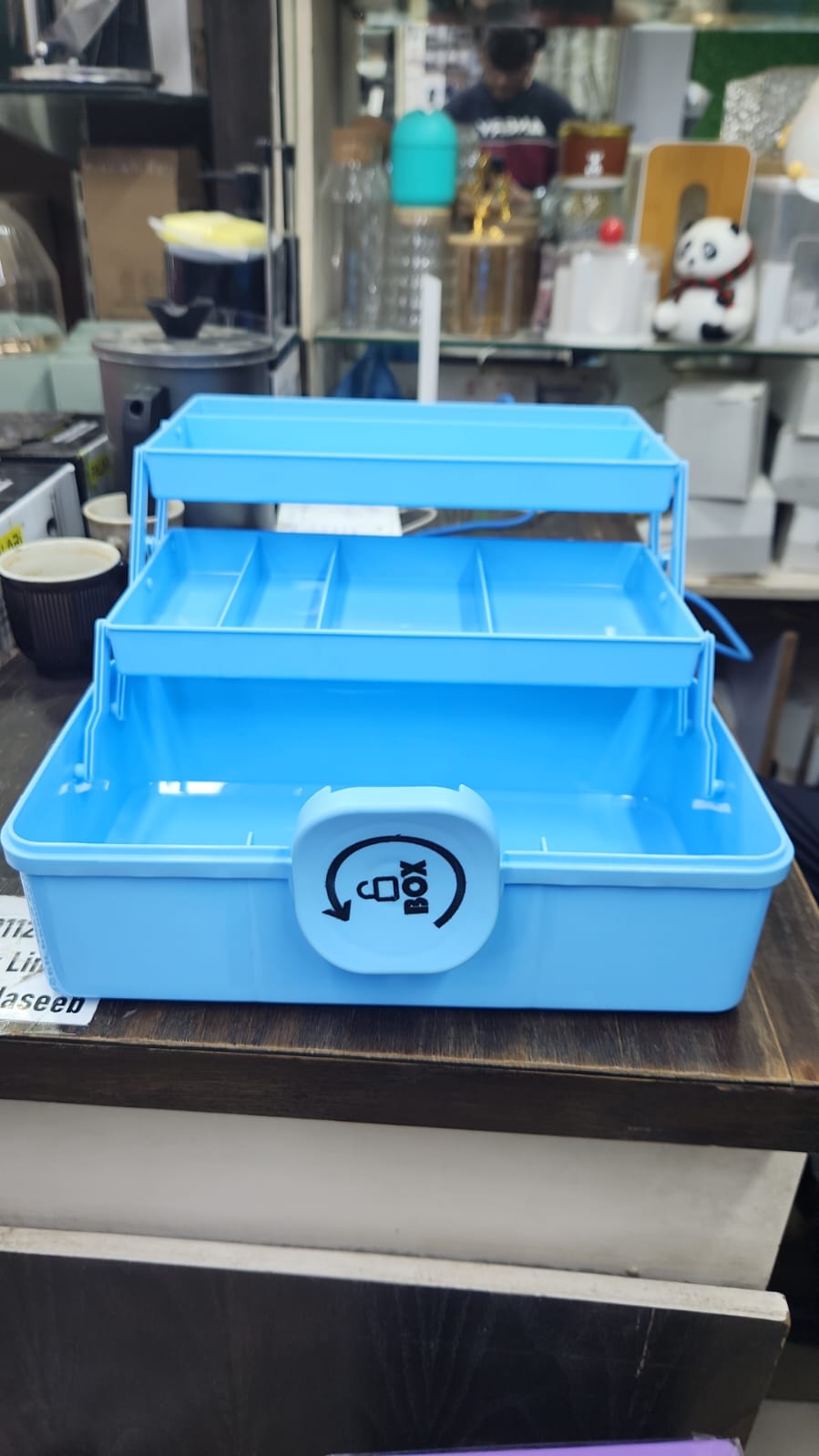 Portable Plastic Storage Organizer Box with Lock Lid (Blue)
