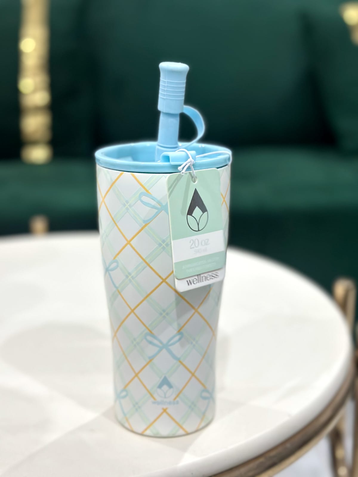 Wellness® | Pastel Blue Vacuum Insulated Tumbler with Straw – 590ml