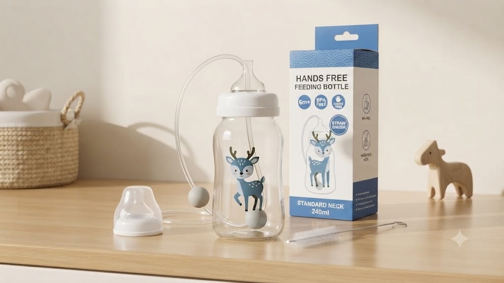 Hands-Free Baby Feeding Bottle