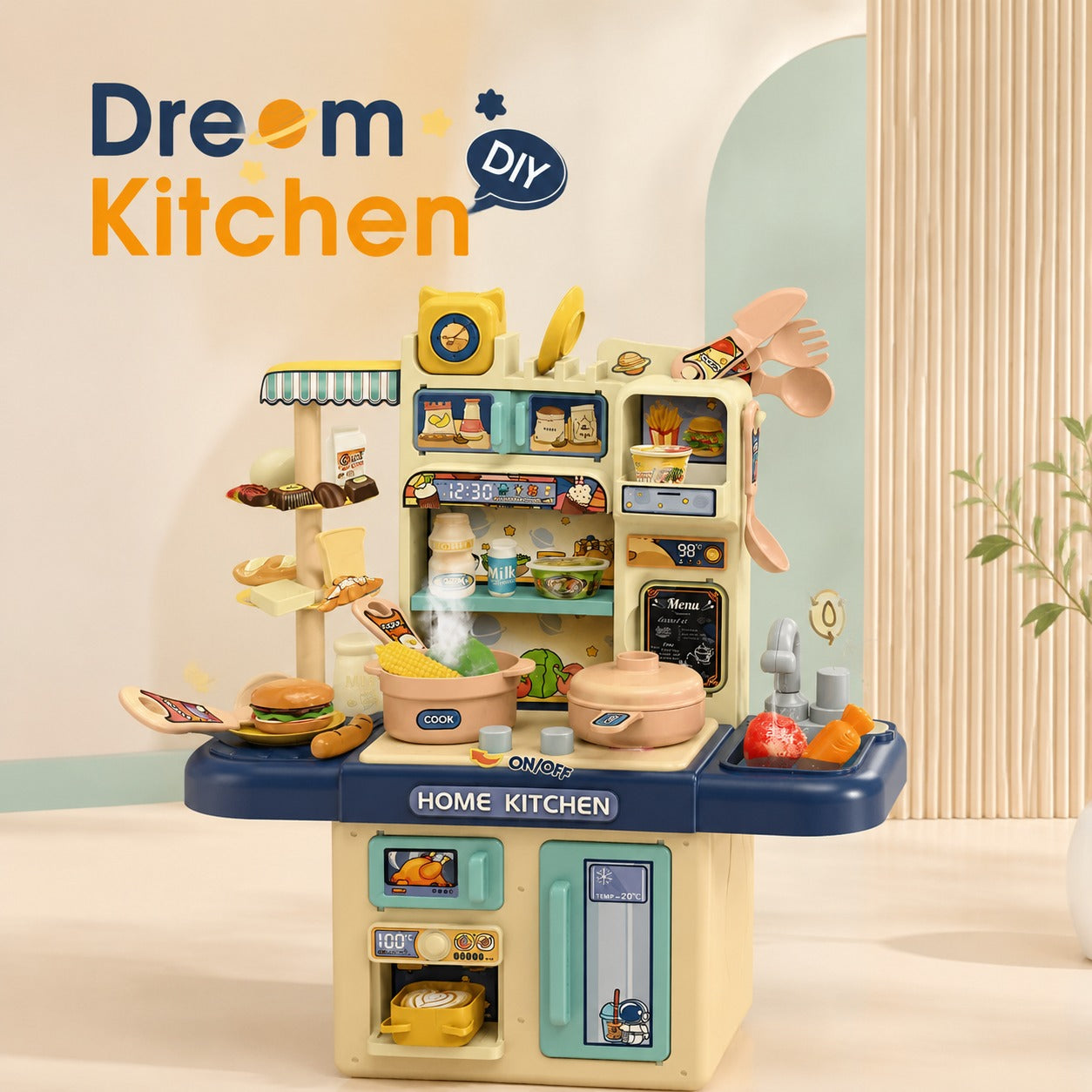 Kids Dream Kitchen Playset with Lights & Steam