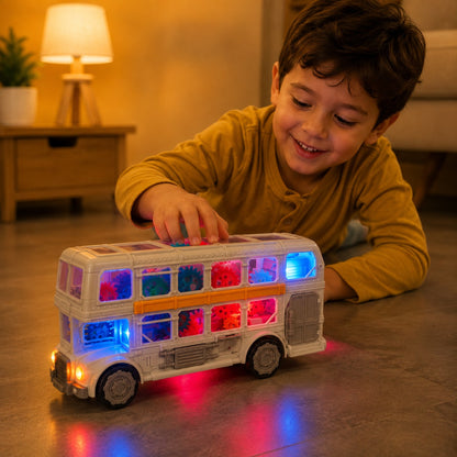 3-Speed Gear Bus Toy for Kids with LED Lights & Moving Gears