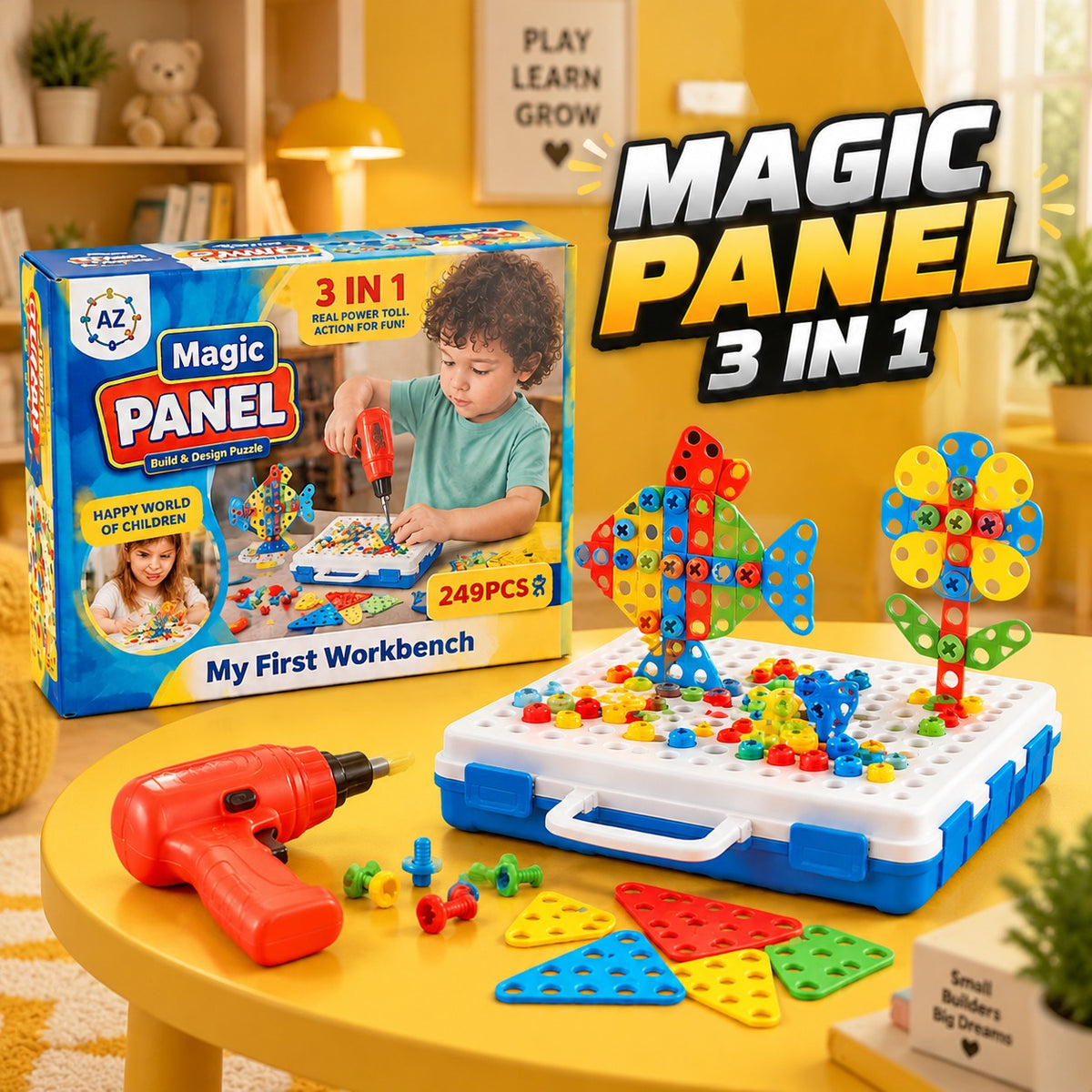 Magic Panel 3D Building Blocks Kit | Kids Creative Drill Toy 249 PCS