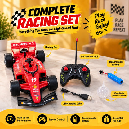 Rechargeable RC Formula Racing Car for Kids – Remote Control Car with Smoke Effect