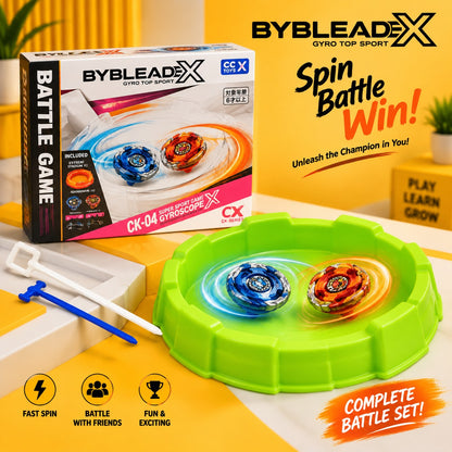 Gyro Battle Top Stadium Set For Kids | Spinning Beyblade Launcher Game With Arena & 2 Battle Tops
