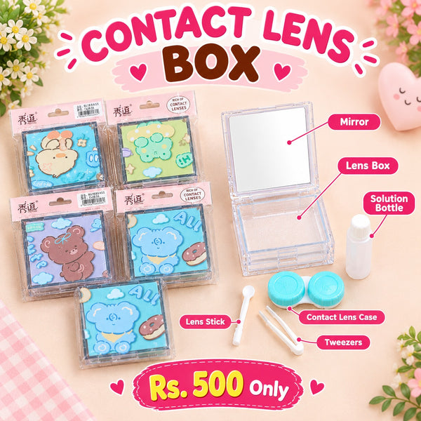 Cute Contact Lens Case Kit with Mirror & Accessories
