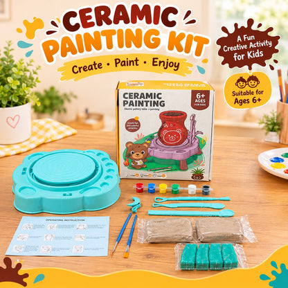 Kids Pottery Wheel Kit | Ceramic Painting & DIY Clay Art Set