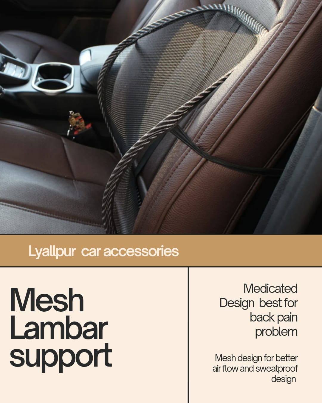 SIMPLE Mesh Car Seat Lumbar Support - Ergonomic Back Relief