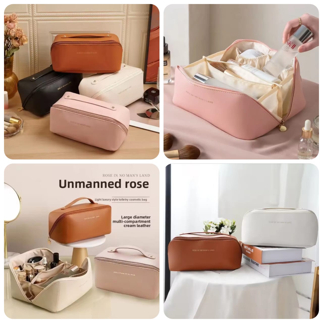 Large Double Layer Cosmetic Bag – Waterproof Travel Makeup Organizer