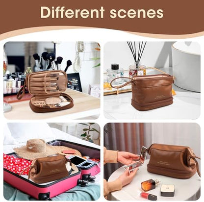 Large Double Layer Cosmetic Bag – Waterproof Travel Makeup Organizer