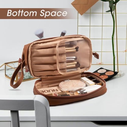 Large Double Layer Cosmetic Bag – Waterproof Travel Makeup Organizer