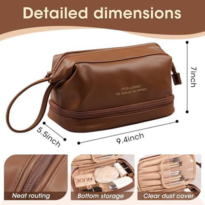 Large Double Layer Cosmetic Bag – Waterproof Travel Makeup Organizer