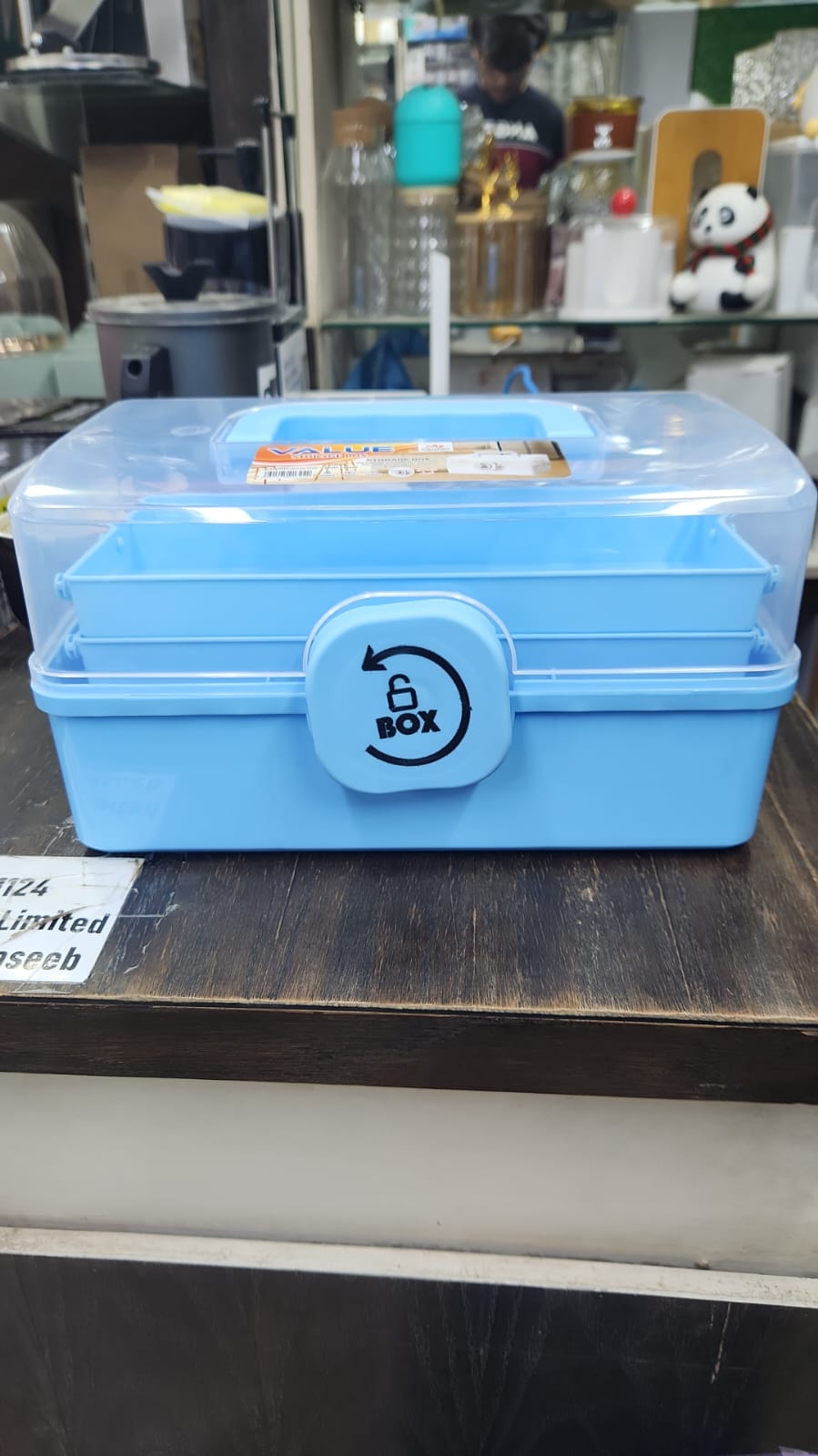 Portable Plastic Storage Organizer Box with Lock Lid (Blue)