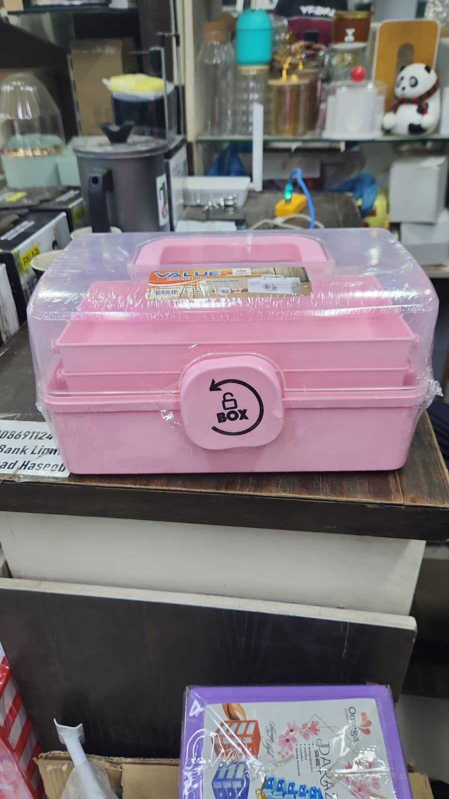 Portable Plastic Storage Organizer Box with Lock Lid (Blue)