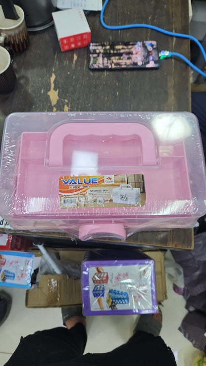 Portable Plastic Storage Organizer Box with Lock Lid (Blue)