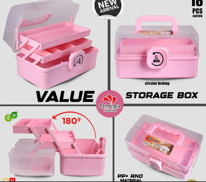 Portable Plastic Storage Organizer Box with Lock Lid (Blue)
