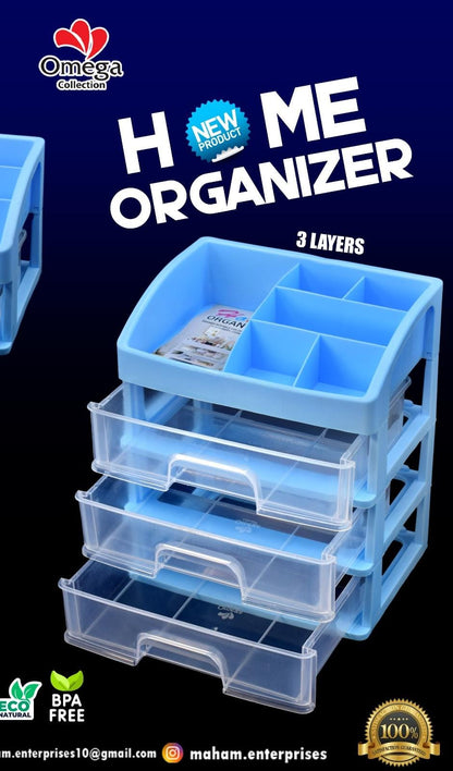 Portable Plastic Storage Organizer Box with Lock Lid (Blue)