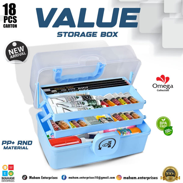 Portable Plastic Storage Organizer Box with Lock Lid (Blue)