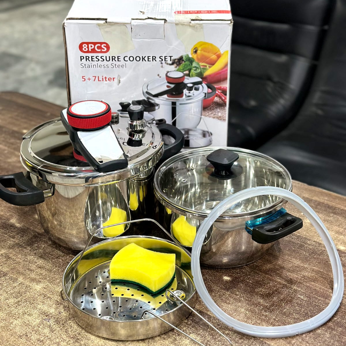 3 in 1 Korean Stainless Steel Pressure Cooker Set – Cooking Pot + Steamer | 5L & 7L Sizes