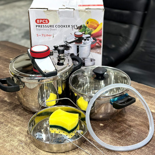 3 in 1 Korean Stainless Steel Pressure Cooker Set – Cooking Pot + Steamer | 5L & 7L Sizes