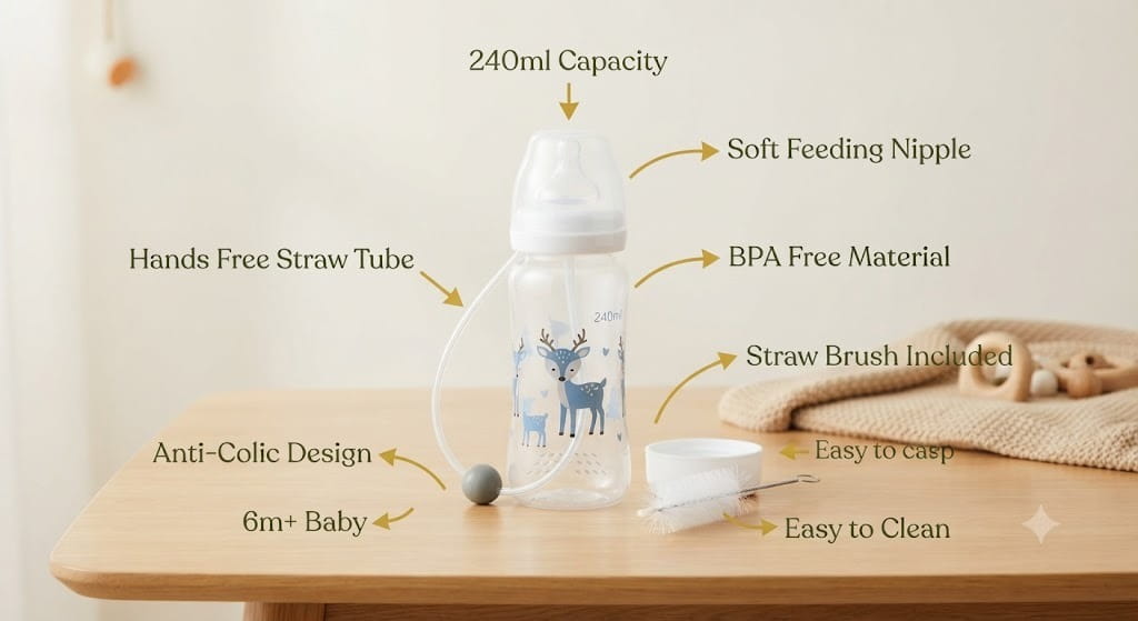 Hands-Free Baby Feeding Bottle