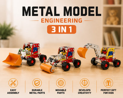 3-in-1 Metal Construction Toy Set for Kids