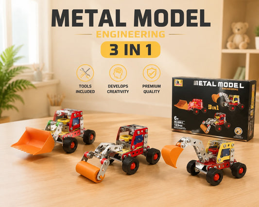 3-in-1 Metal Construction Toy Set for Kids