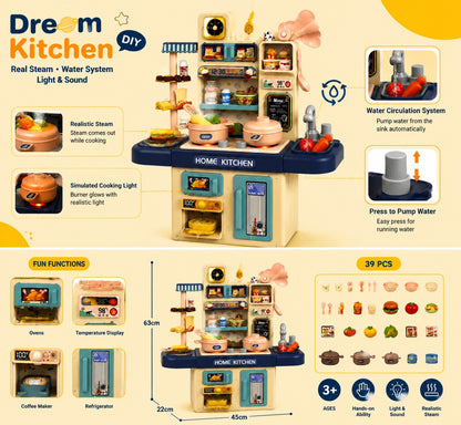 Kids Dream Kitchen Playset with Lights & Steam