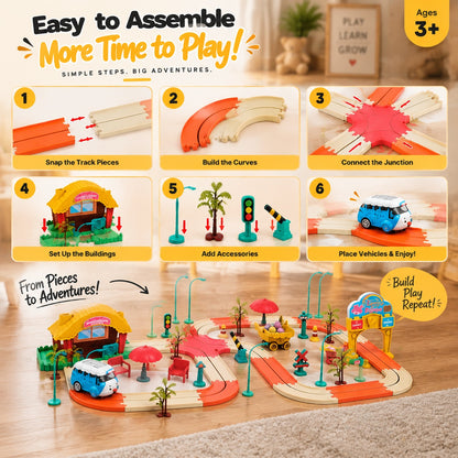 Kids Racing Track Toy Set | DIY Car Track Building Kit with Vehicles & Accessories