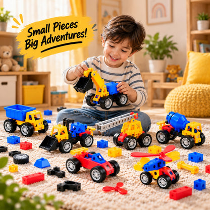 46Pcs Magnetic Construction Vehicle Building Set for Kids | STEM Toy