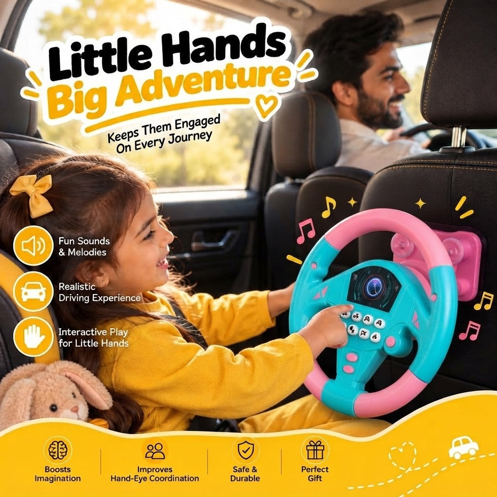 Kids Steering Wheel Toy with Lights & Sounds