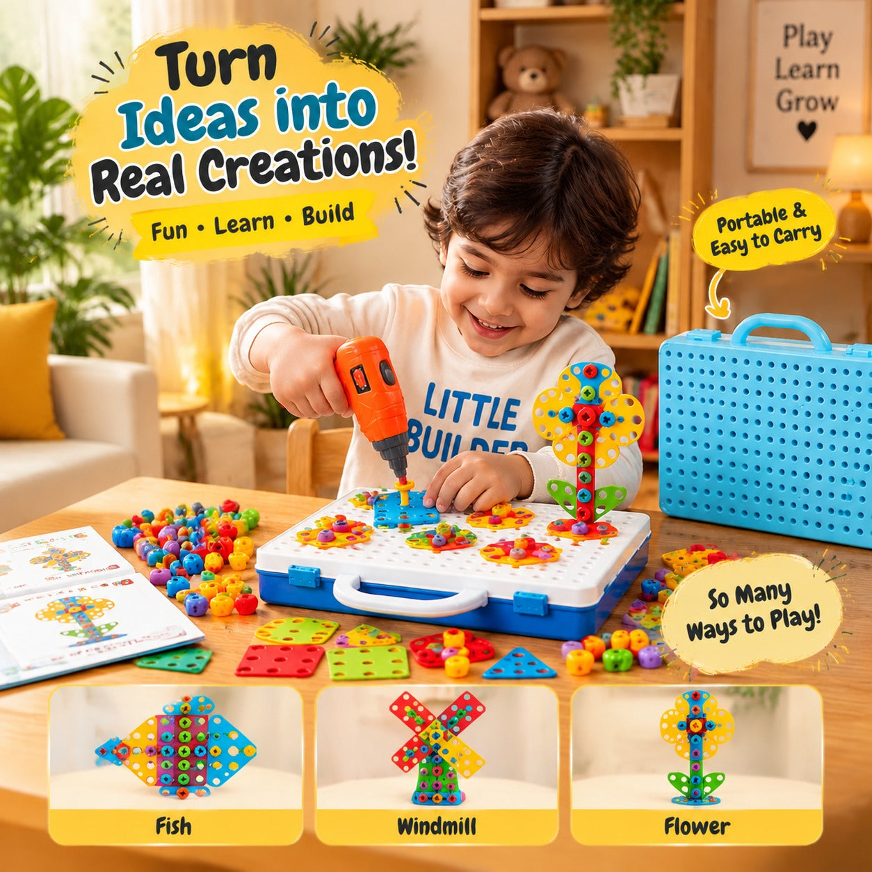 Magic Panel 3D Building Blocks Kit | Kids Creative Drill Toy 249 PCS